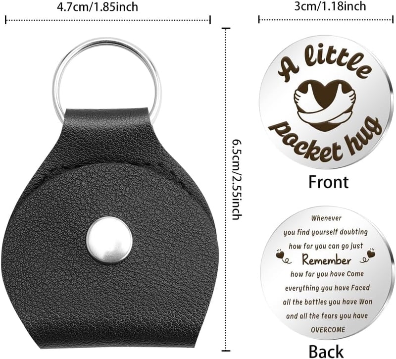 Valentine's Day Inspirational Leather Keychain Pocket Hug