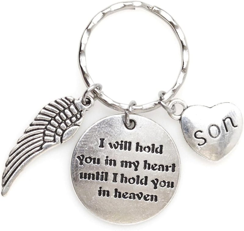 Veterans Sympathy Keychain with Angel Wing Family Charm