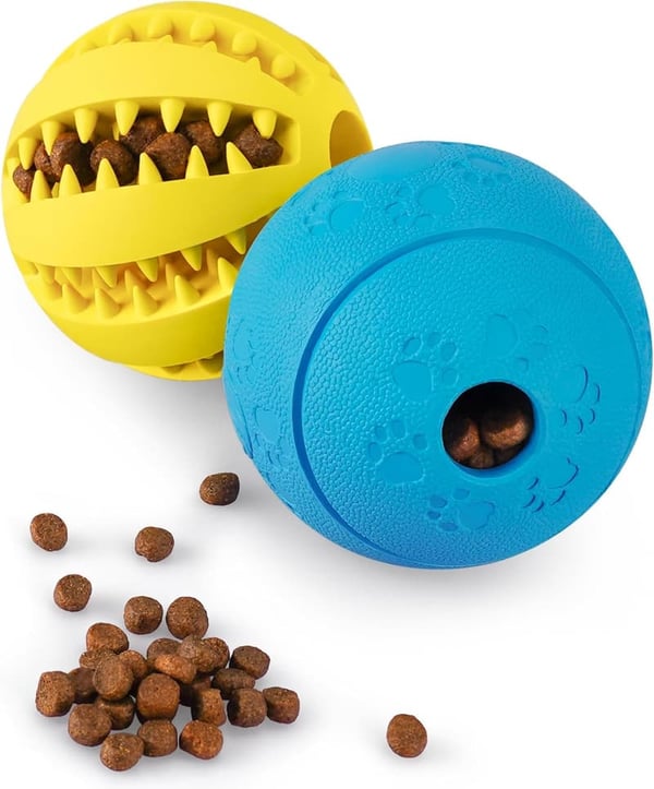 Dog Puzzle Toy Balls – 2 Pack for Treat Dispensing & Chewing