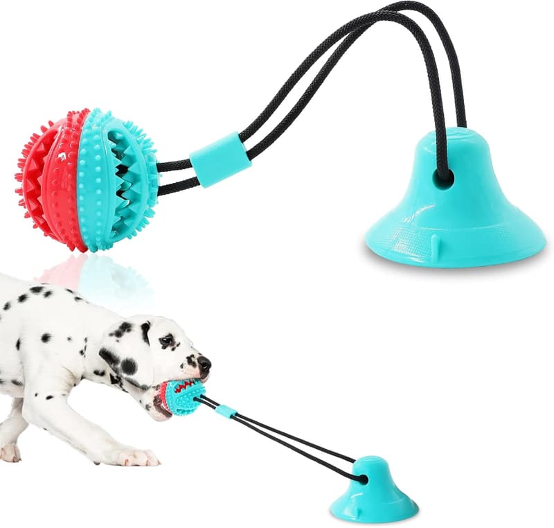 Dog Chew Toys for Aggressive Chewers - Puzzle Treat Ball (Blue)