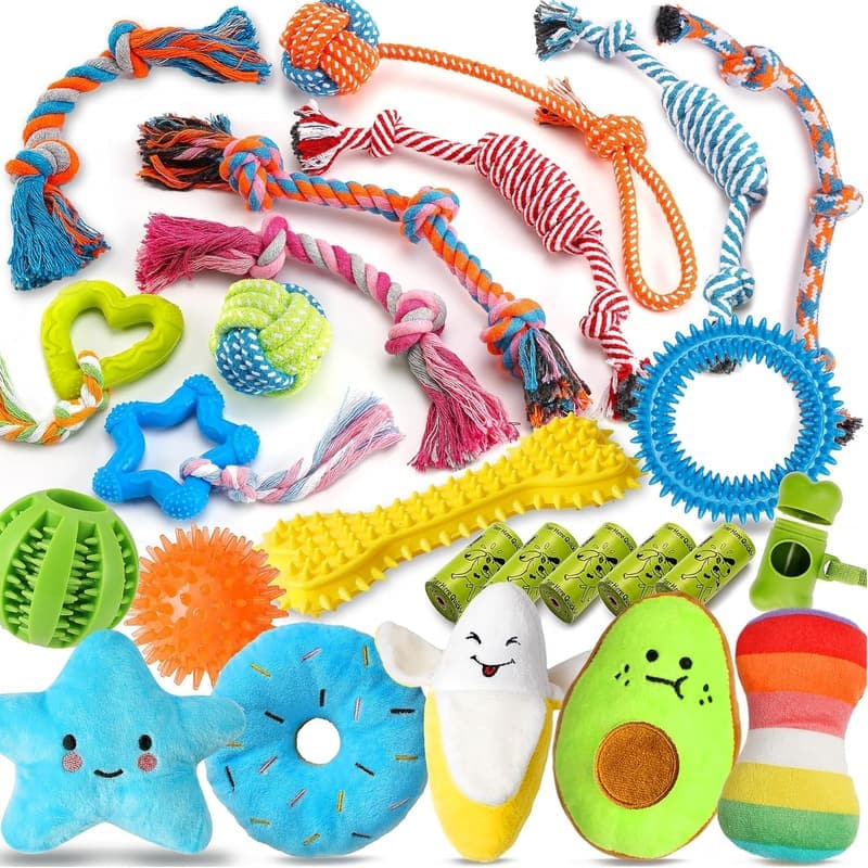 Luxury Dog Chew Toys Set - 25 Pack for Teething Puppies