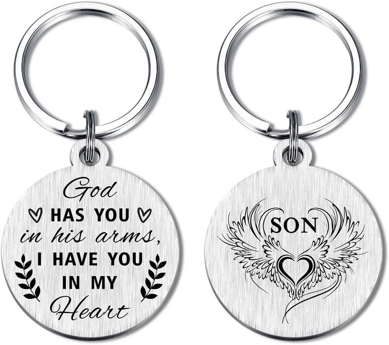 Father's Day Sympathy Keychain for Grieving Parents, Personalized Remembrance