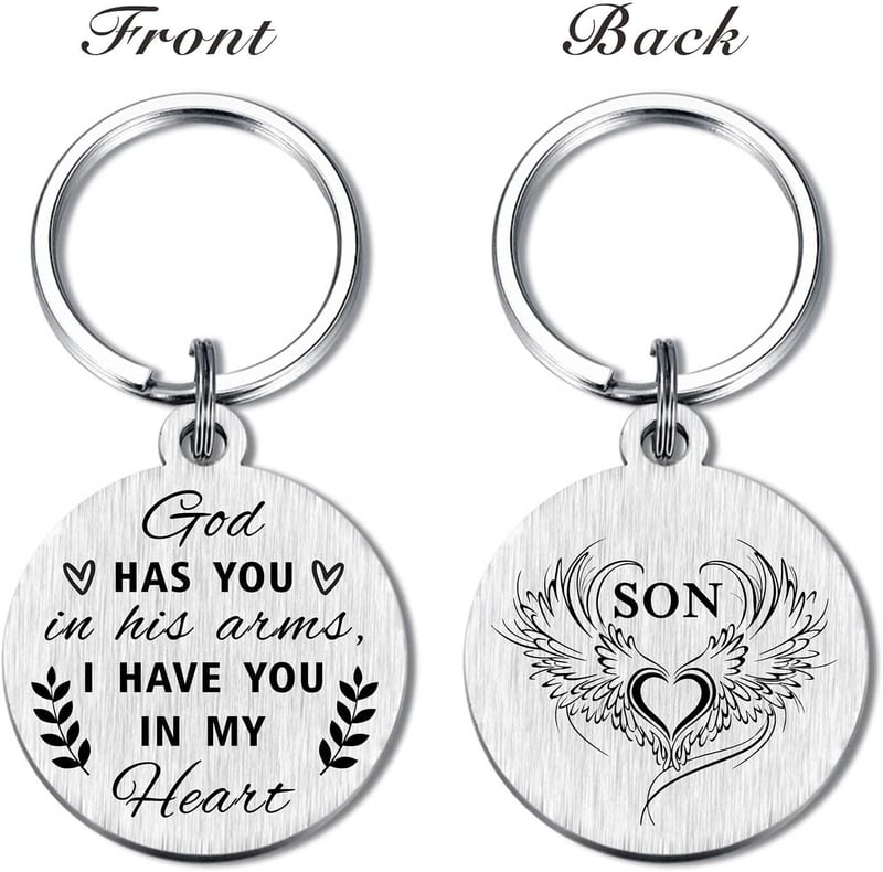 Father's Day Sympathy Keychain for Grieving Parents, Personalized Remembrance