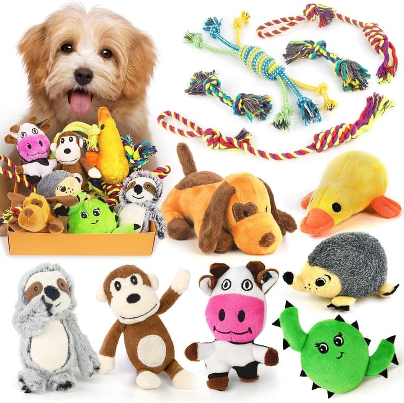 12-Pack Cute Squeaky Plush Toys for Small Dogs