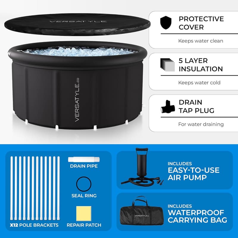Portable XXL Ice Bath Tub for Athletes – Inflatable Cold Plunge