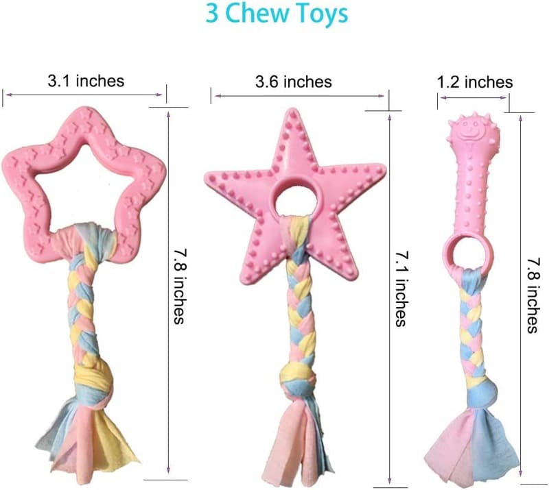 Pink 5-Pack Teething Chew Toys for Small Dogs