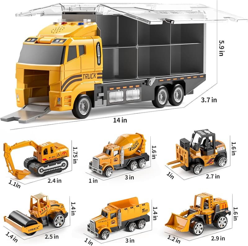Die-Cast Construction Car Carrier Toy Set with Play Mat for Kids