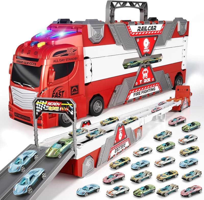 Race Car Track Toy Set with 20 Cars for Toddlers (Ages 2-8)