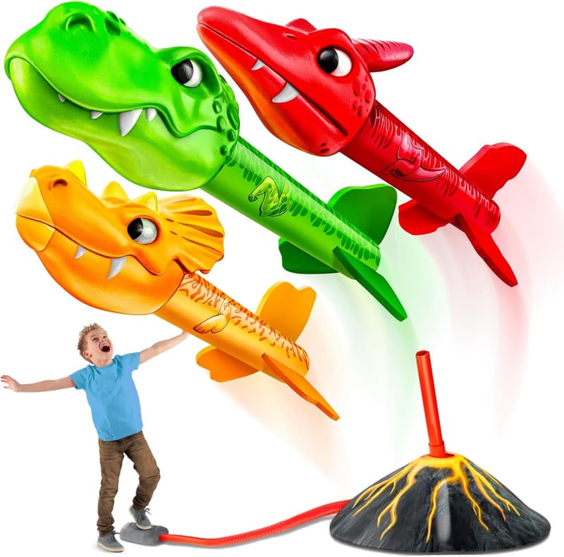 Dinosaur Rocket Launcher - Outdoor Toy for Kids Age 3-7