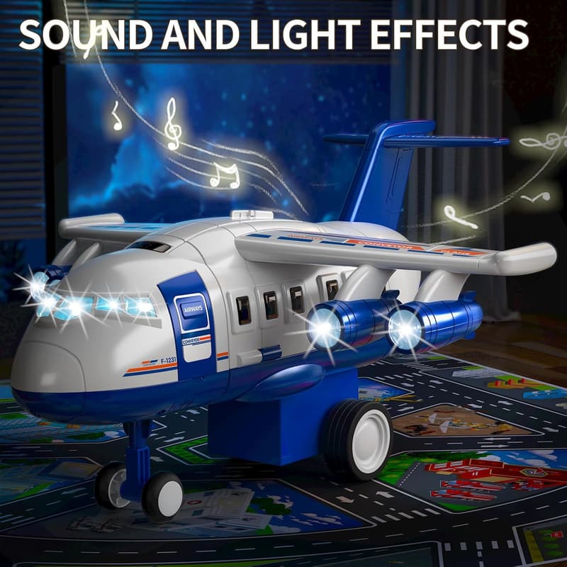 Kids Airplane Toy Racing Tracks with Cars & Playmat - Ages 3-7