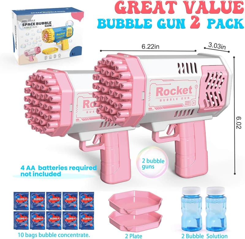 Bubble Machine for Kids - 2 Pack Birthday Gift for Ages 3-8