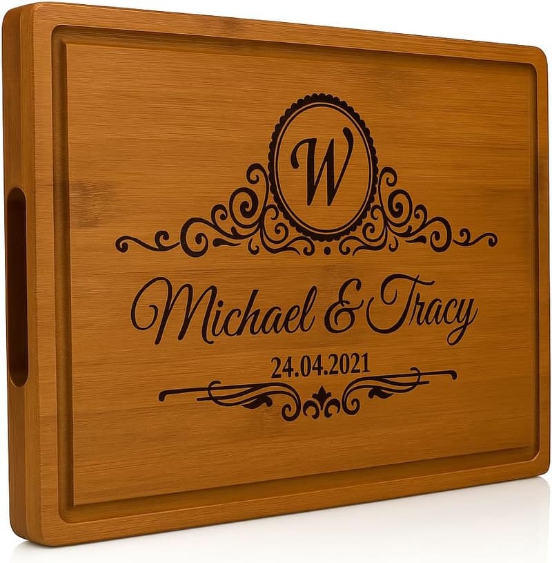 Engraved Bamboo Cutting Board - Perfect Wedding Gift for Couples