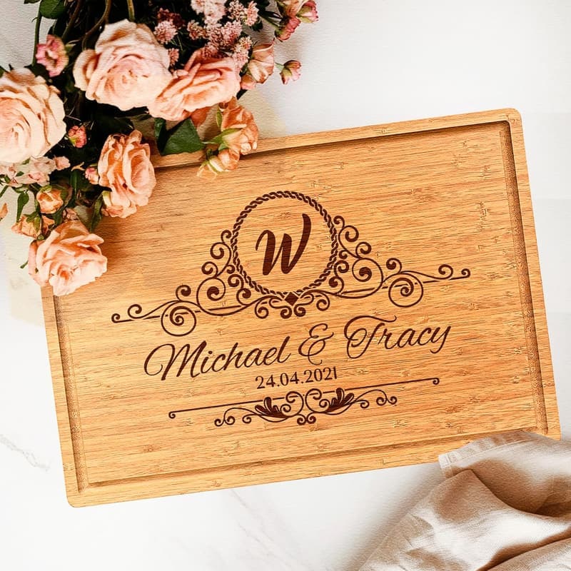 Engraved Bamboo Cutting Board - Perfect Wedding Gift for Couples