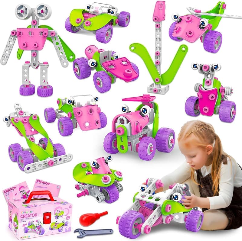 Educational Pink Building Toys for Girls - STEM Birthday Gift