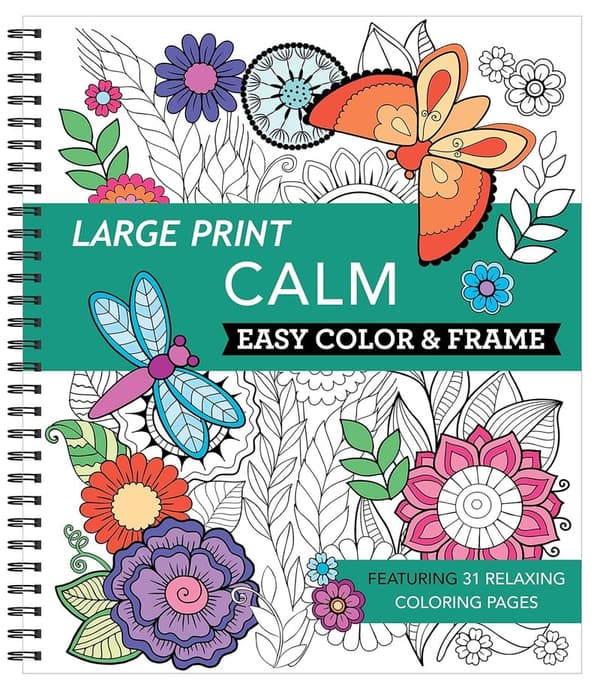 Calm Coloring Book - Large Print Easy Color & Frame