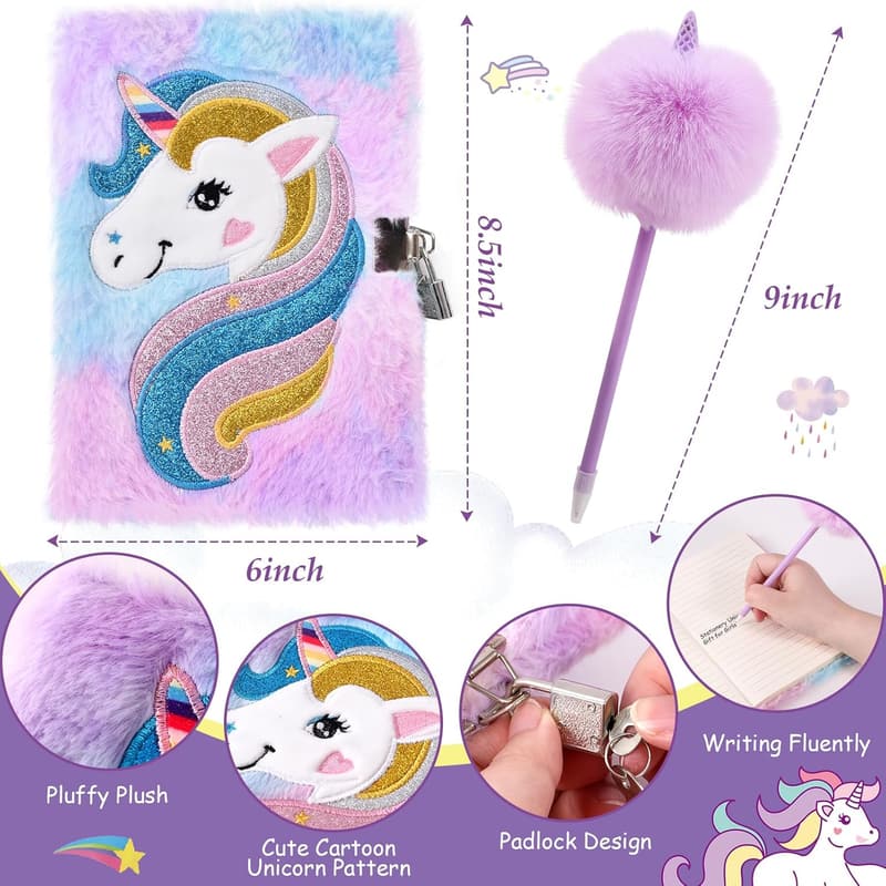Unicorn Gifts Set for Girls with Headphones, Diary & Water Bottle