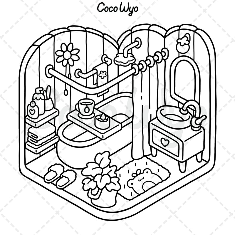 Cozy Spaces Coloring Book for Relaxation - Cute Designs