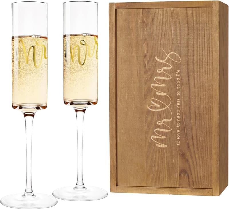 Mr. & Mrs. Crystal Champagne Flutes Set - Wedding Gift