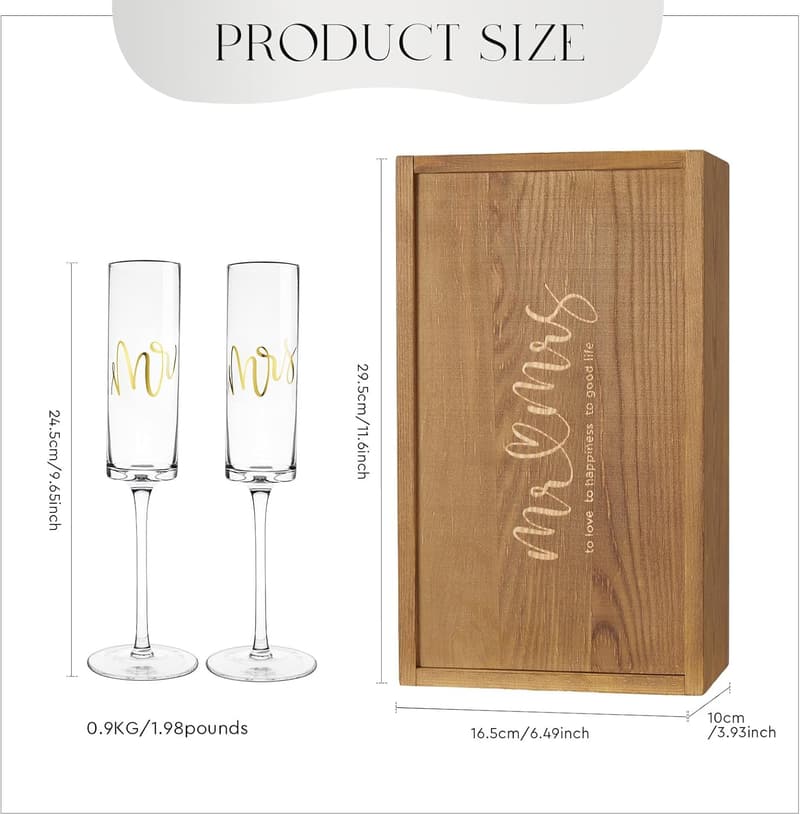 Mr. & Mrs. Crystal Champagne Flutes Set - Wedding Gift