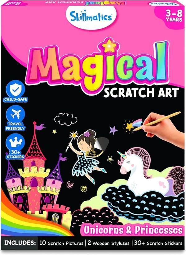 Unicorns & Princesses Scratch Art Kit for Kids, 年齡 3-8