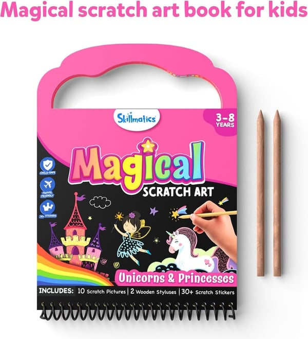 Unicorns & Princesses Scratch Art Kit for Kids, 年齡 3-8