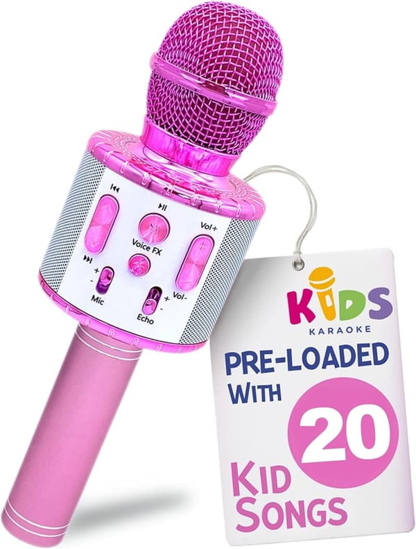 Kids Karaoke Microphone with Bluetooth - Pre-Loaded Songs Gift