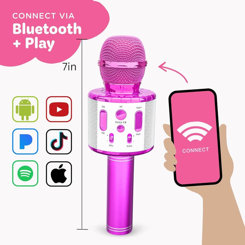 Kids Karaoke Microphone with Bluetooth - Pre-Loaded Songs Gift