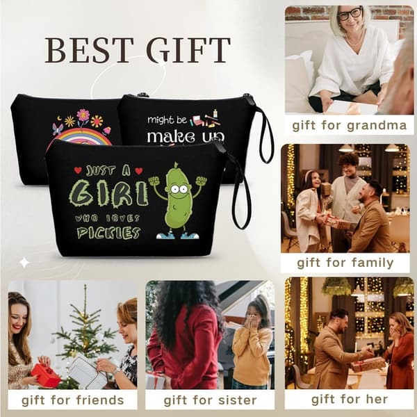 Funny Gag Gift Black Cosmetic Bag for Women & Teens