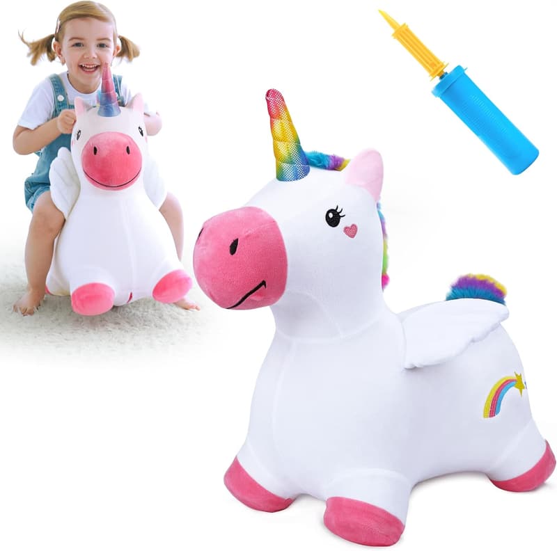Toddler Unicorn Inflatable Bouncing Ride-On Toy for Kids