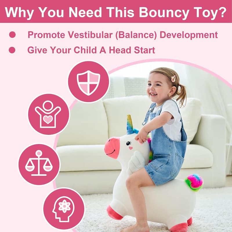 Toddler Unicorn Inflatable Bouncing Ride-On Toy for Kids