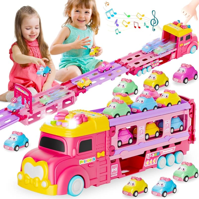 Foldable Race Track Playset with Light & Sound - Birthday Gift for Kids