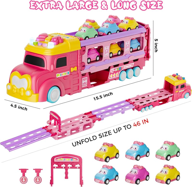 Foldable Race Track Playset with Light & Sound - Birthday Gift for Kids