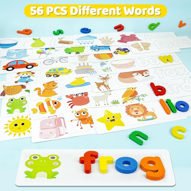 Wooden Alphabet Flash Cards for Kids Age 2-5
