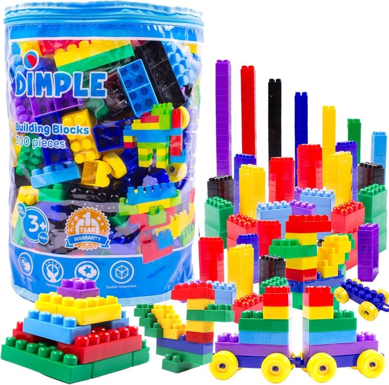Educational Dimple Building Blocks Set for Toddlers (300 Pcs)