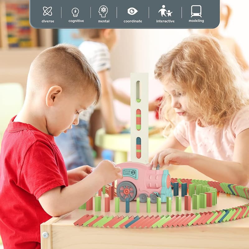 Montessori Domino Train Toy for Kids Ages 3-8 - Birthday Gift