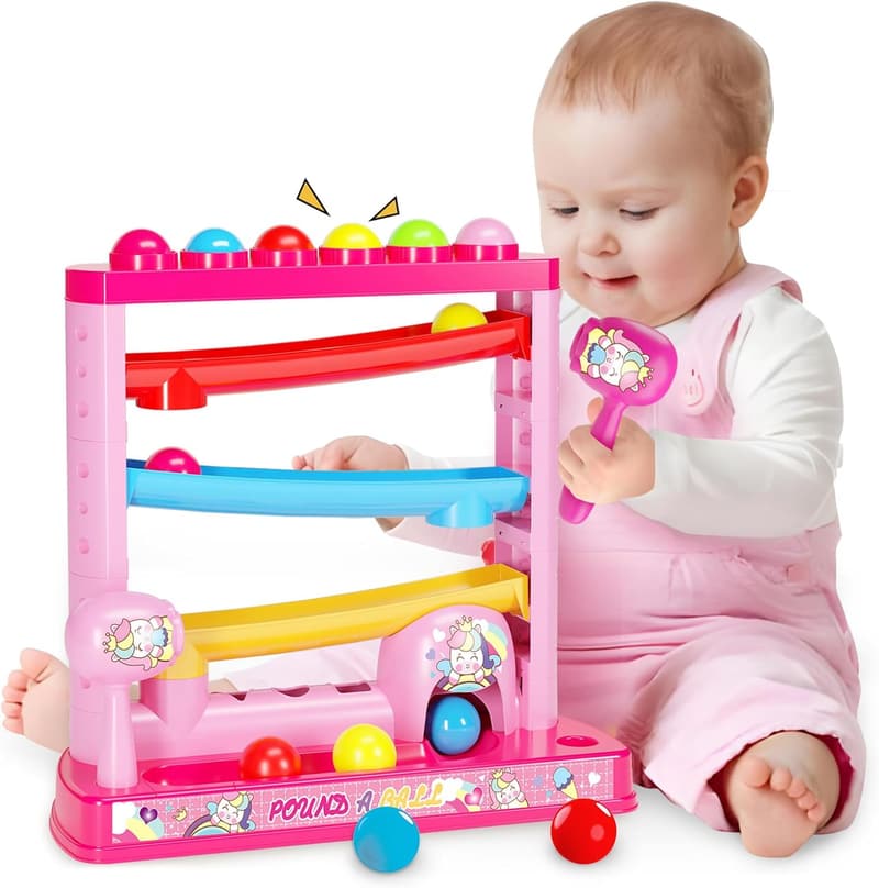 Montessori Pound A Ball Toy Set for 1-3 Year Old Girls