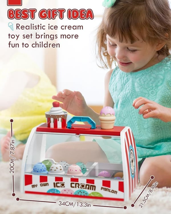 Ice Cream Play Set for Toddlers Ages 2-5 - Gift for Kids