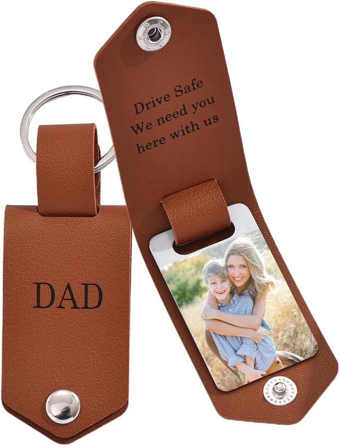 Personalized Leather Keychain with Photo for Valentine's Day