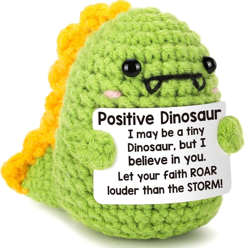 Dinosaur Crochet Gift: Handmade Positive Affirmations for Teens