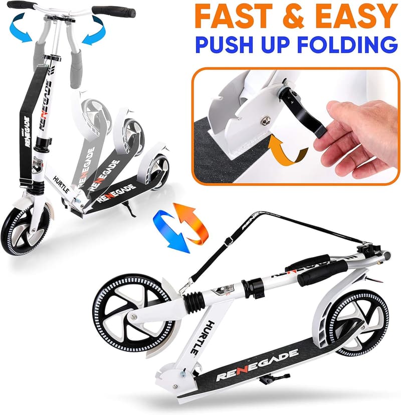 Hurtle Renegade 2-Wheel Folding Kick Scooter for All Ages