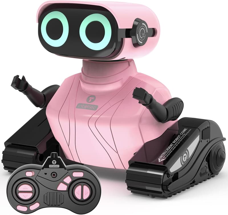 Remote Control Robot Toy with LED Eyes for Kids (Pink)