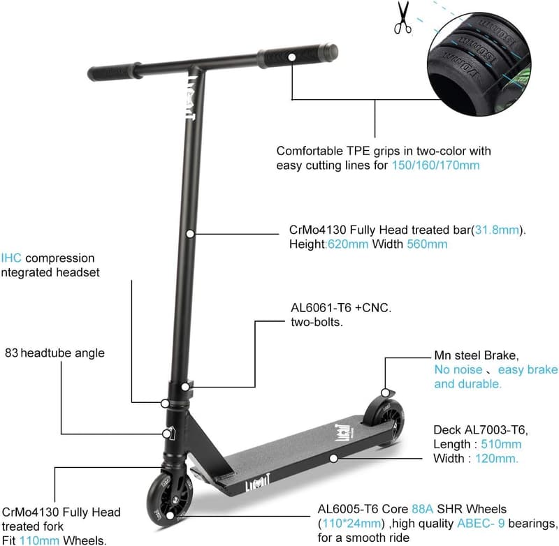 Trick Scooter for Ages 8+ - Professional Stunt Scooter