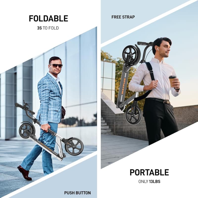 Foldable Kick Scooter for Ages 6+, Max Load 240 LBS, 8