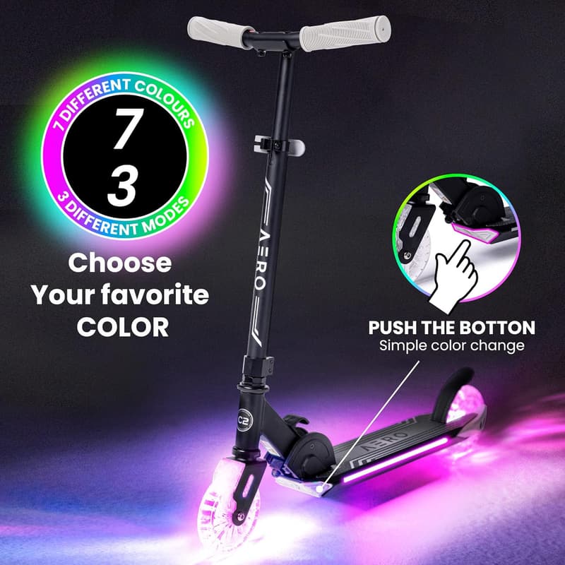 Kids' Kick Scooter with Light-Up Wheels, Ages 5-12