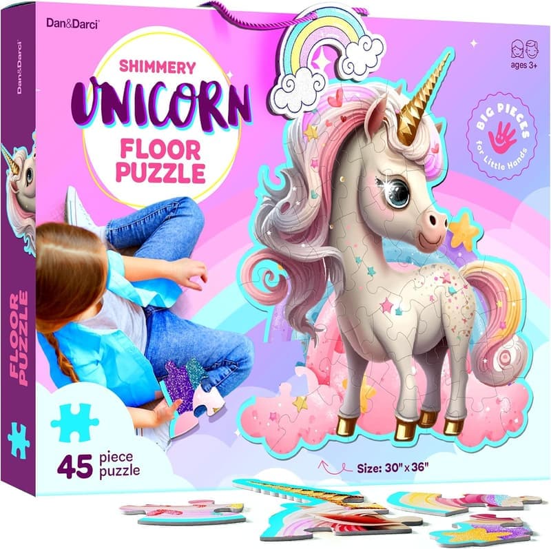 Unicorn Jumbo Floor Puzzle for Kids Ages 3-6 - Perfect Birthday Gift