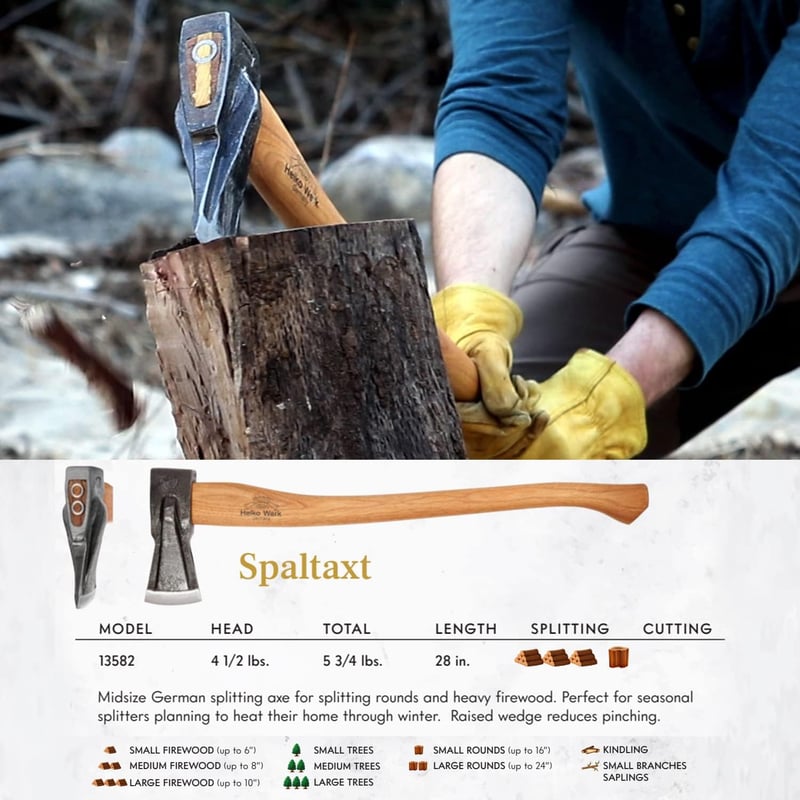 German Splitting Axe - 4.5 lb Head, 28 in Handle