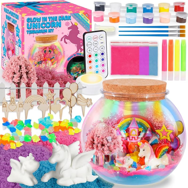 DIY Unicorn Terrarium Kit for Kids - Glow-in-the-Dark Craft Set
