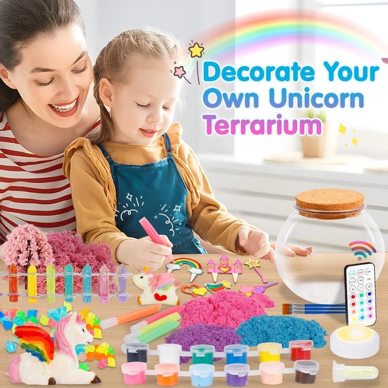 DIY Unicorn Terrarium Kit for Kids - Glow-in-the-Dark Craft Set