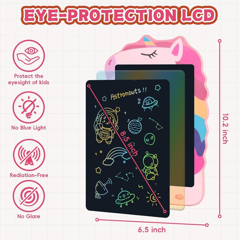 Colorful 8.5-Inch Unicorn LCD Writing Tablet for Kids
