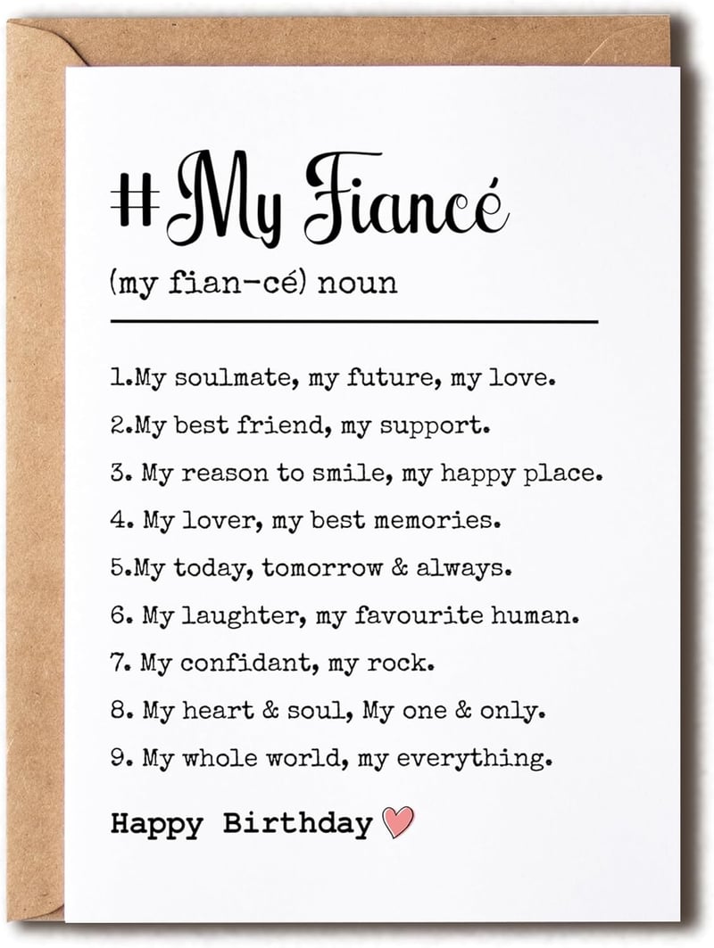 Funny Birthday Card for Fiancé - Romantic Gift for Him/Her